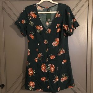 Wild Fable green floral shirt dress